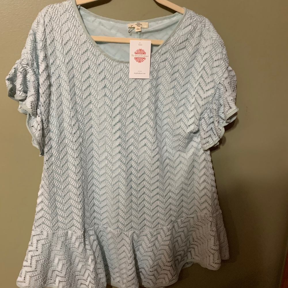 Mint green drop waist crochet top